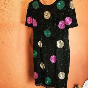 VINTAGE LESLIE FAY BEADED COCKTAIL DRESS 🍭🍭🍭